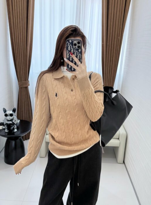폴로 랄프로렌 양털 단추 카라티 자카드 니트 카키 레플리카 미러급 SA급 S급 고퀄리티 하이엔드 최상급 의류 [여성] 2
