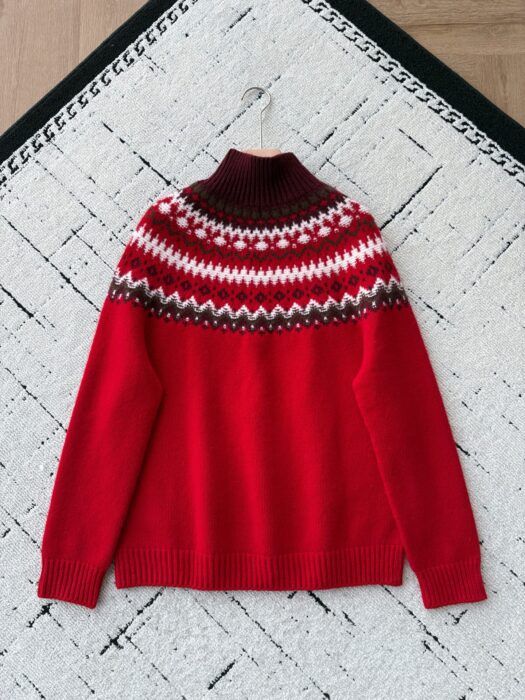 로로피아나 위 자카드 캐시미어 하이넥 니트 레드 레플리카 미러급 SA급 S급 고퀄리티 하이엔드 최상급 의류 [여성] 6