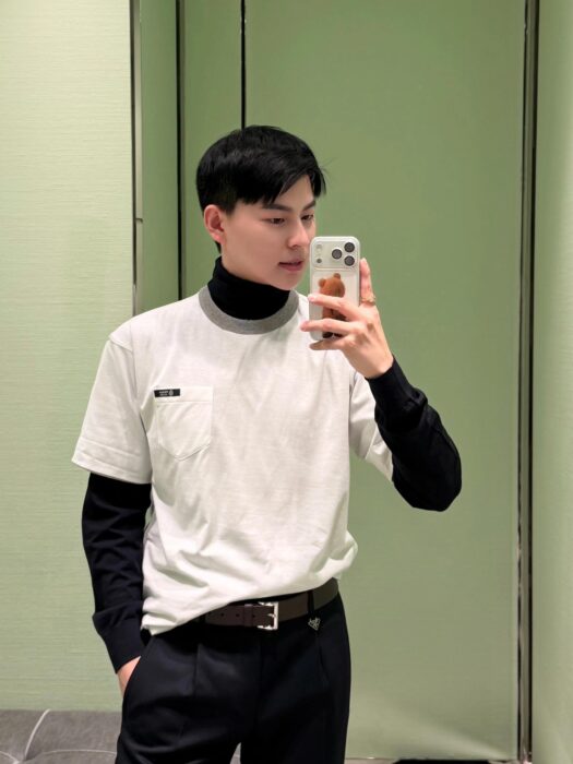 프라다 배색 양면 반팔티 화이트 그레이 레플리카 미러급 SA급 S급 고퀄리티 하이엔드 최상급 의류 [남성여성공용] 2