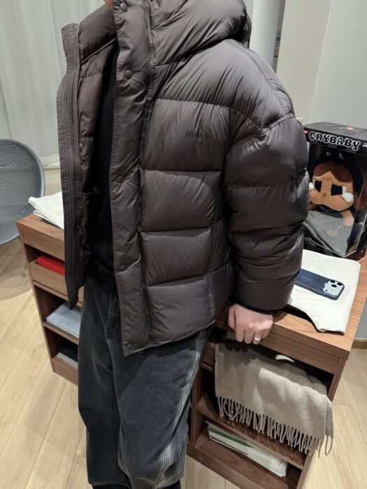 제냐 ZEGNA 미니 모노그램 단색 후드 패딩 와인 레플리카 미러급 SA급 S급 고퀄리티 하이엔드 최상급 의류 [남성]