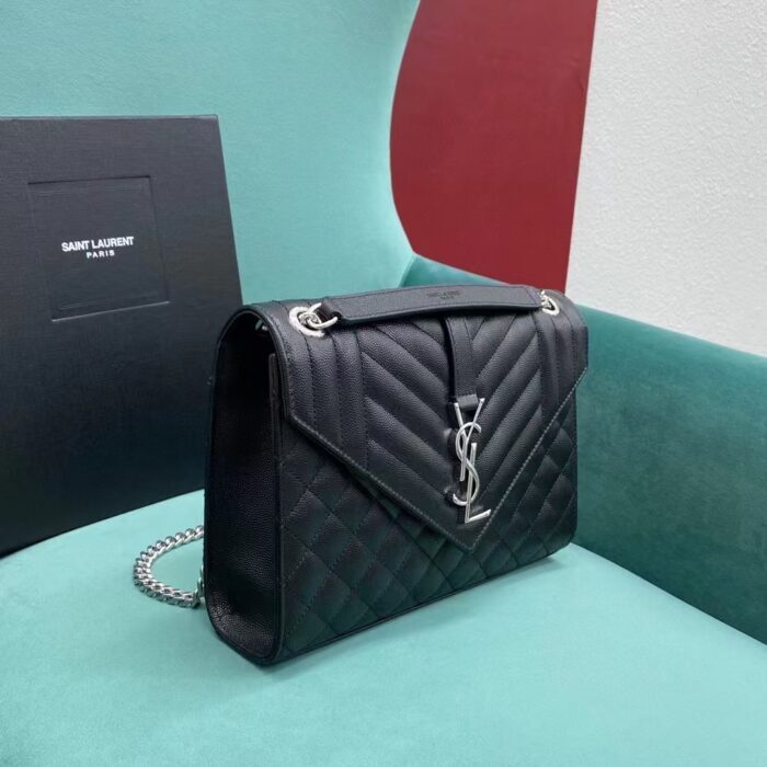생로랑 그랑 드 뿌드르 퀼팅 가죽 ENVELOPE 미디엄 600185 블랙 은장 레플리카 미러급 SA급 S급 고퀄리티 최상급 하이엔드 가방 [여성] 4
