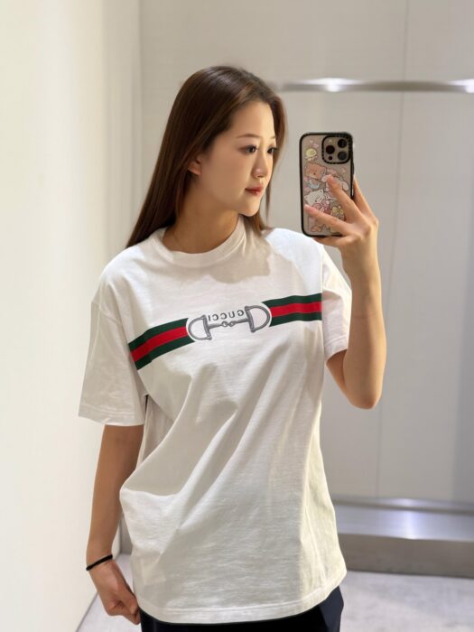 구찌 자수 코튼 저지 티셔츠 반팔티 화이트 레플리카 미러급 SA급 S급 고퀄리티 하이엔드 최상급 의류 [남성여성공용] 2