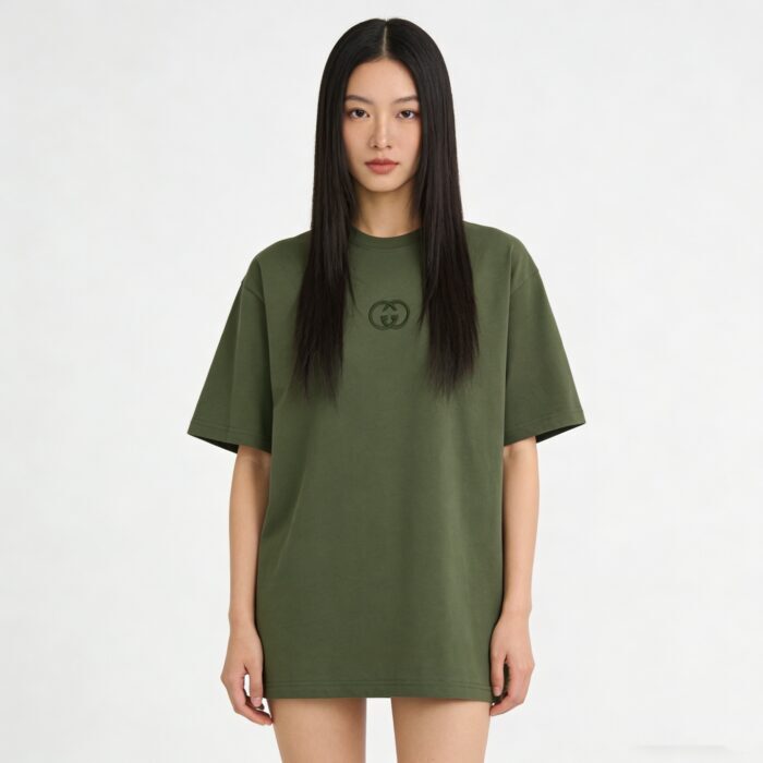 구찌 GG 인터로킹 자수 코튼 저지 반팔티 그린 레플리카 미러급 SA급 S급 고퀄리티 하이엔드 최상급 의류 [남성여성공용] 2