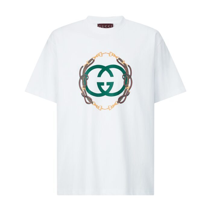 구찌 프린트 디테일의 코튼 저지 스웨트셔츠 반팔티 화이트 레플리카 미러급 SA급 S급 고퀄리티 하이엔드 최상급 의류 [남성여성공용] 3