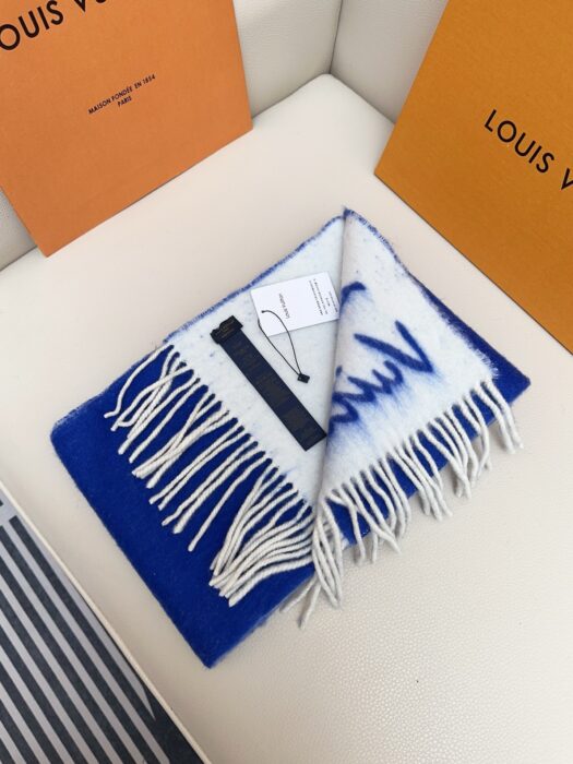 루이비통 모노그램 양색 스카프 블루 화이트 면양털 58% 42%알파카 레플리카 미러급 SA급 S급 고퀄리티 최상급 하이엔드 [남성여성공용] 4