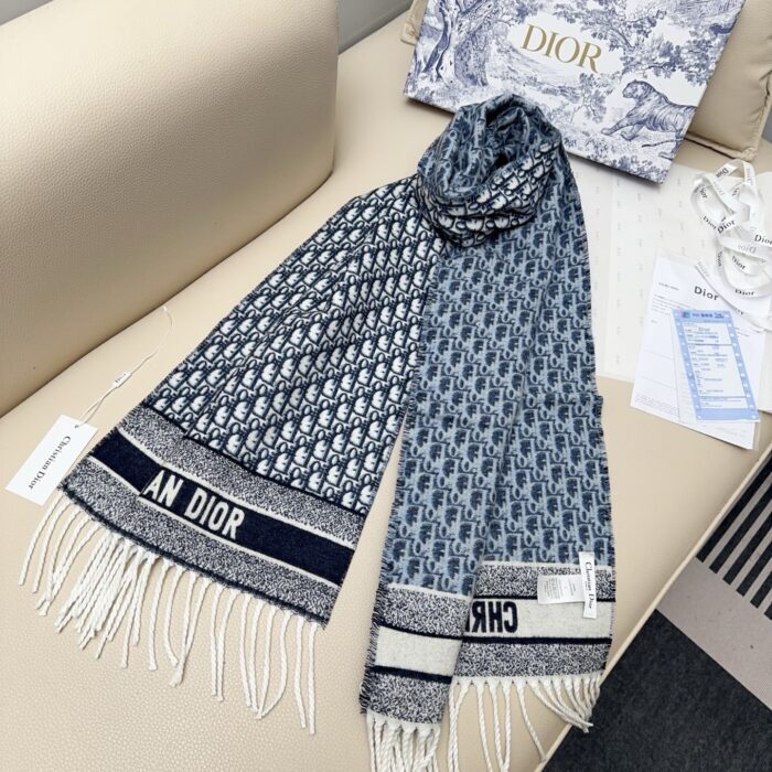 디올 오블리크 자카드 캐시미어 스카프 블루 레플리카 미러급 SA급 S급 고퀄리티 최상급 하이엔드 [남성여성공용] 5