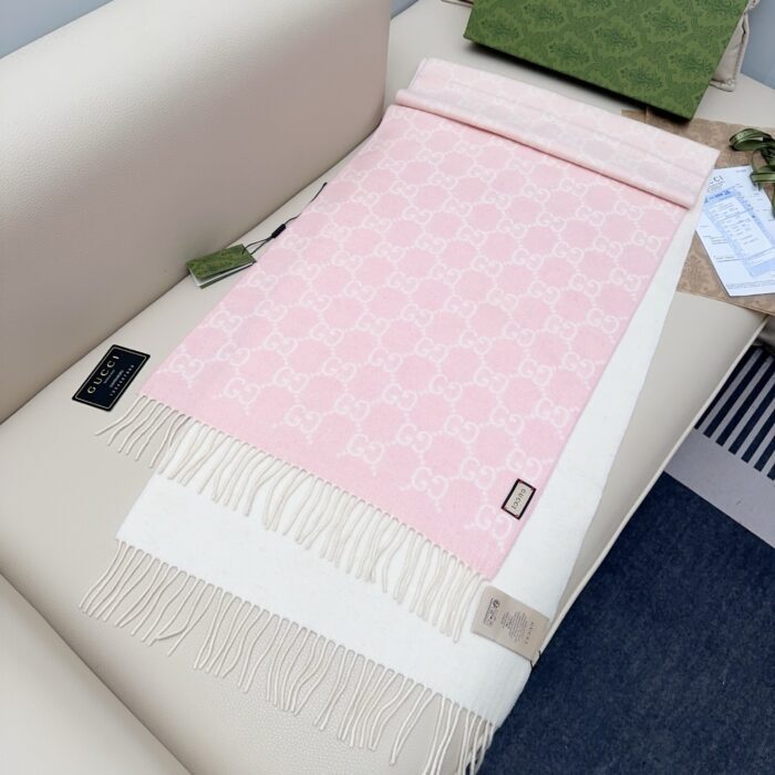 구찌 GG로고 양색 스카프 핑크 화이트 캐시미어 100% 레플리카 미러급 SA급 S급 고퀄리티 최상급 하이엔드 [남성여성공용] 2