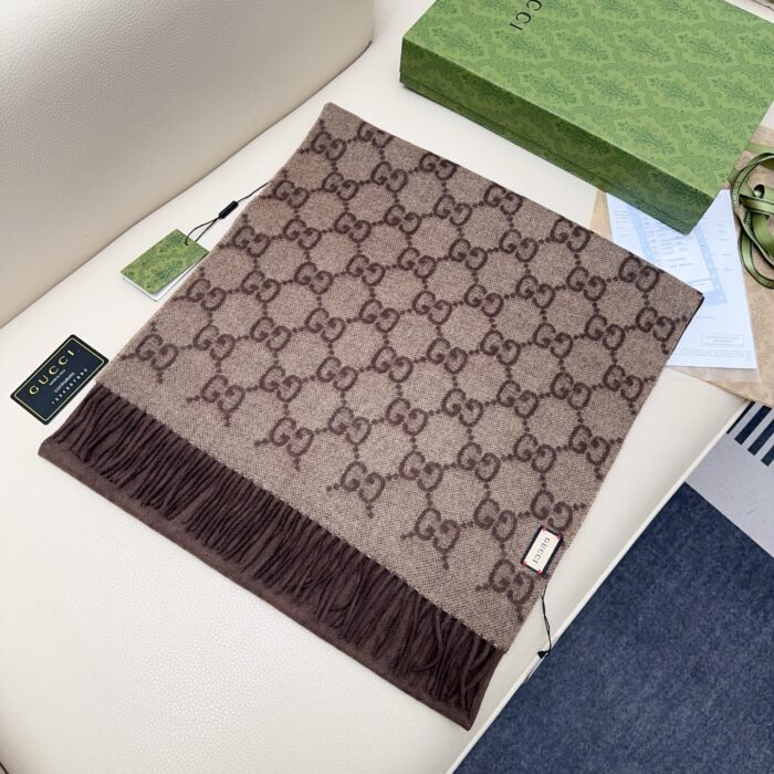 구찌 GG로고 양색 스카프 다크 브라운 캐시미어 100% 레플리카 미러급 SA급 S급 고퀄리티 최상급 하이엔드 [남성여성공용] 3