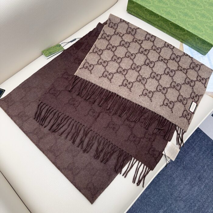 구찌 GG로고 양색 스카프 다크 브라운 캐시미어 100% 레플리카 미러급 SA급 S급 고퀄리티 최상급 하이엔드 [남성여성공용] 4