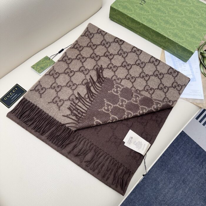 구찌 GG로고 양색 스카프 다크 브라운 캐시미어 100% 레플리카 미러급 SA급 S급 고퀄리티 최상급 하이엔드 [남성여성공용] 5