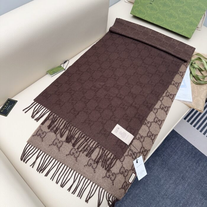구찌 GG로고 양색 스카프 다크 브라운 캐시미어 100% 레플리카 미러급 SA급 S급 고퀄리티 최상급 하이엔드 [남성여성공용] 6