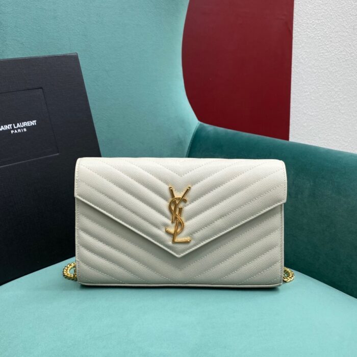 생로랑 그랑 드 뿌드르 가죽 소재 CASSANDER 클래식 체인 지갑 377828 화이트 레플리카 미러급 SA급 S급 고퀄리티 최상급 하이엔드 가방 [여성]