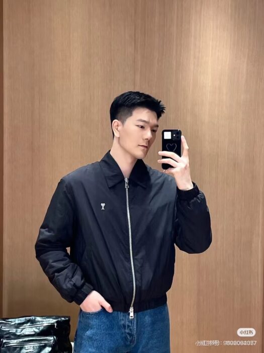 아미 흰색 로고 코튼 지퍼 카라 자켓 블랙 레플리카 미러급 SA급 S급 고퀄리티 하이엔드 최상급 의류 [남성여성공용]