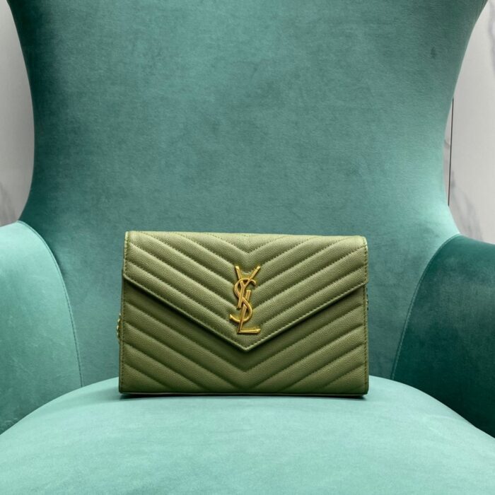 생로랑 그랑 드 뿌드르 가죽 소재 CASSANDER 클래식 체인 지갑 377828 그린 레플리카 미러급 SA급 S급 고퀄리티 최상급 하이엔드 가방 [여성]