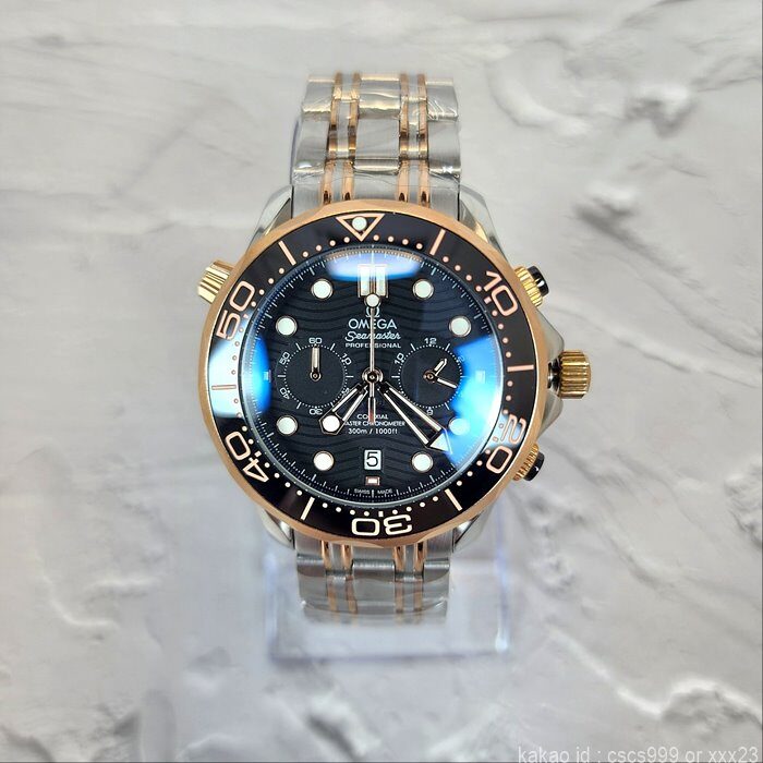 오메가 코엑시얼 씨마스터 다이버300M 블랙다이얼 로즈골드콤비 시계 레플리카 미러급 SA급 S급 고퀄리티 워치 5