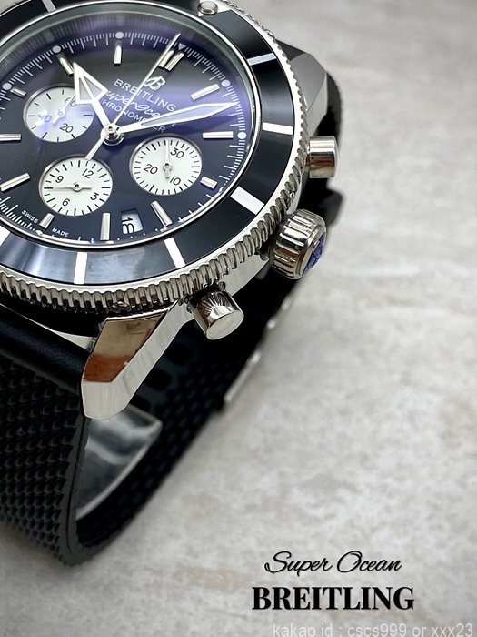 브라이틀링 슈퍼오션 크로노그래프 블랙화이트 콤비다이얼 시계 레플리카 미러급 SA급 S급 고퀄리티 워치 7