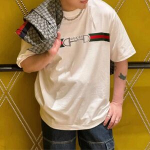 구찌 자수 코튼 저지 티셔츠 반팔티 화이트 레플리카 미러급 SA급 S급 고퀄리티 하이엔드 최상급 의류 [남성여성공용]