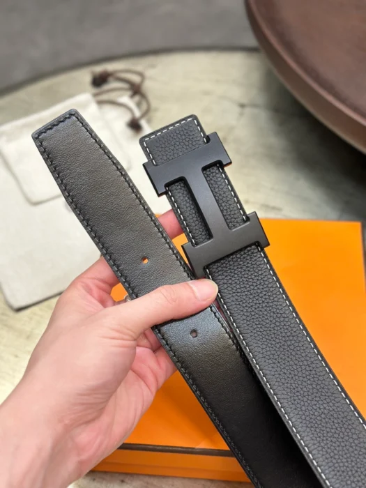 에르메스 H버클 양면 가죽 벨트 3.8cm 블랙 레플리카 미러급 SA급 S급 고퀄리티  [남성] - best 5