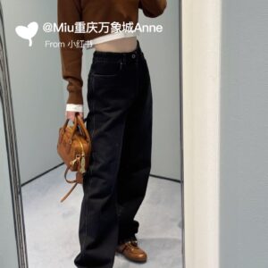 미우미우 뒷면 포켓 모노그램 워싱 청바지 블랙 레플리카 미러급 SA급 S급 고퀄리티 하이엔드 최상급 의류 [여성]