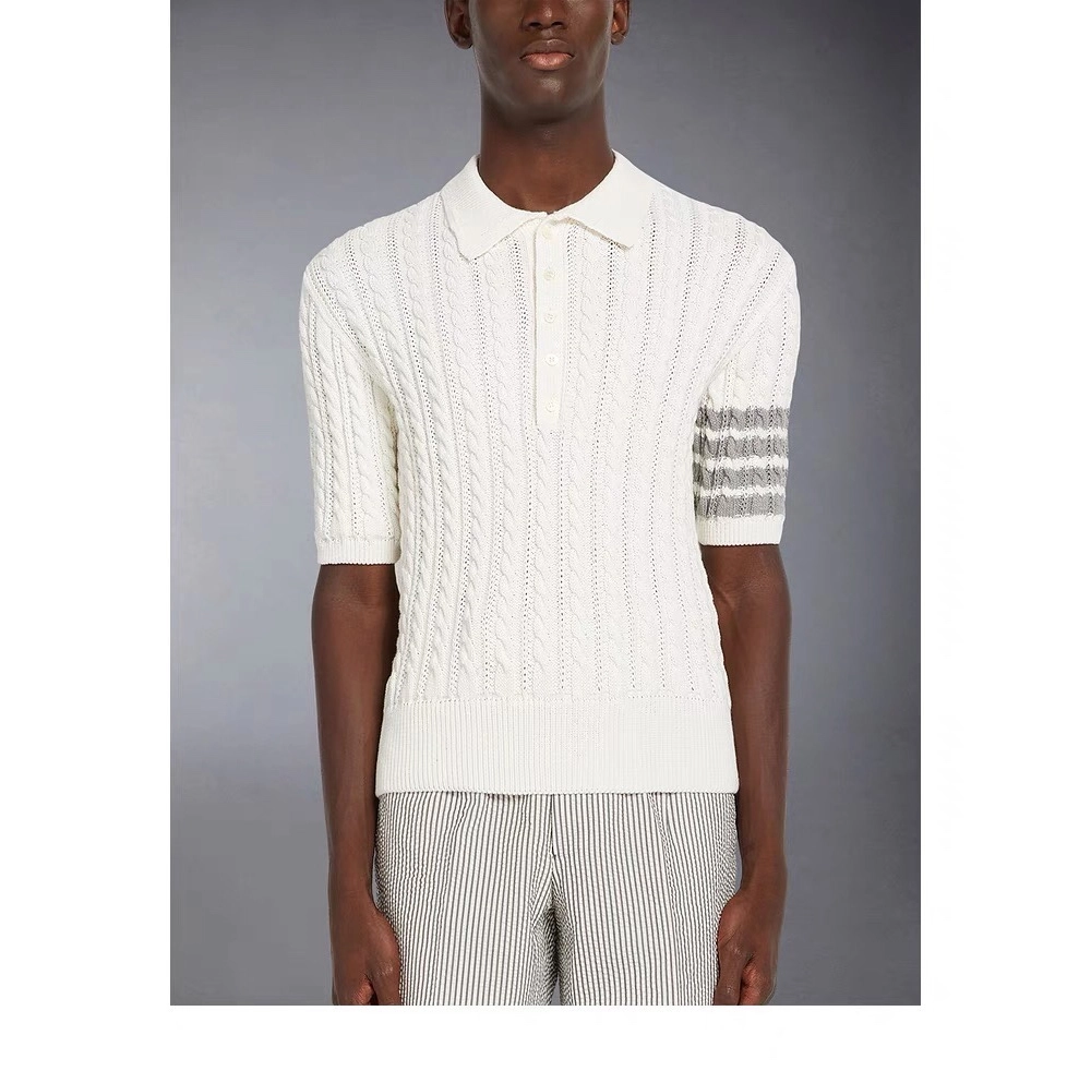 톰브라운 코튼 사선 케이블 니트 숏슬리브 폴로 반팔티 레플리카 미러급 SA급 S급 고퀄리티 카라티 최상급 하이엔드 - best [남성] 4