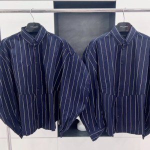 (VG) 발렌시아가 FPVMFFLZK 다크 블루 스트라이프 셔츠