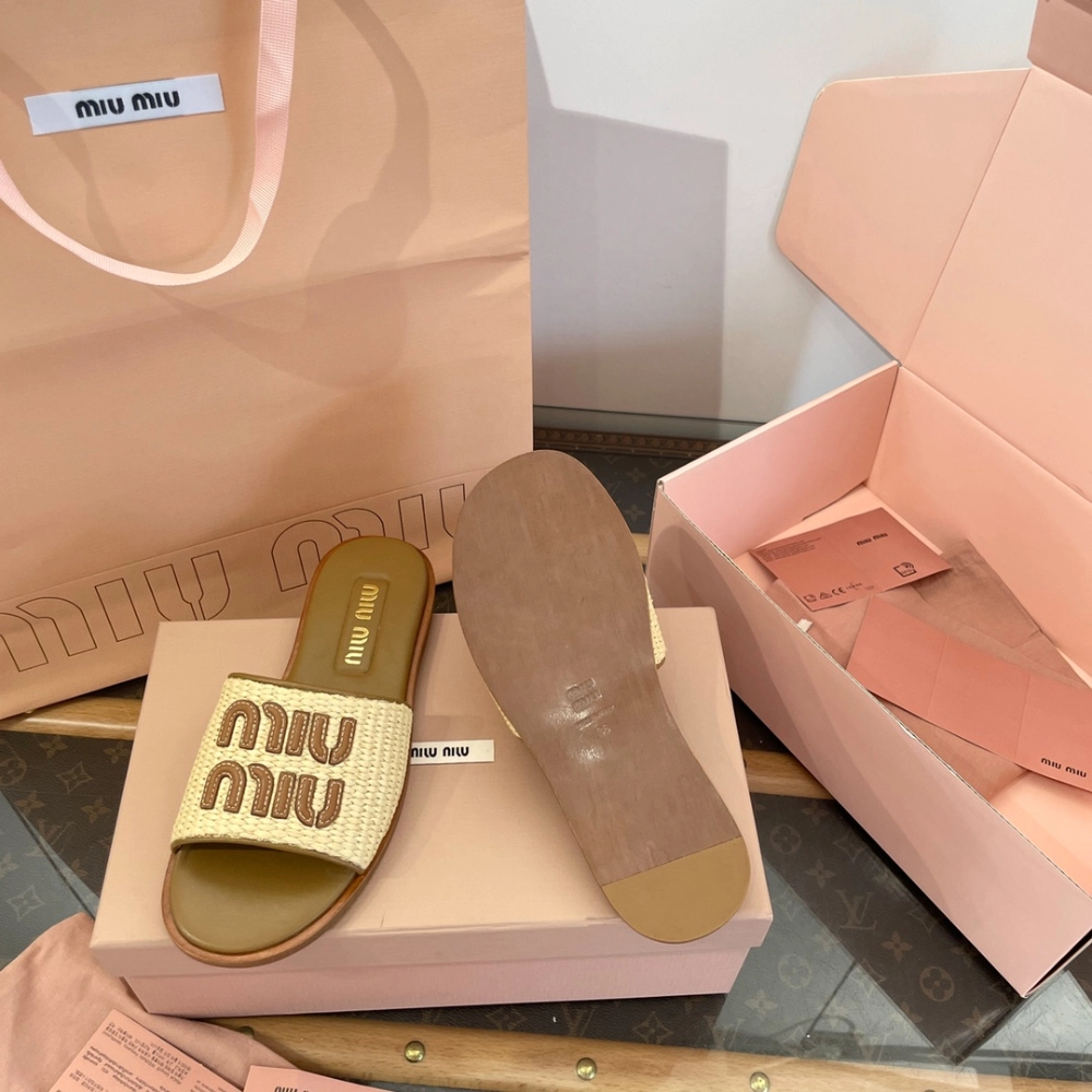 미우미우 라피아 패브릭 뮬 슬리퍼 레플리카 미러급 SA급 S급 고퀄리티 신발 - best 17