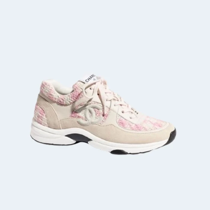 샤넬 CC 로고 트위드 스니커즈 핑크 레플리카 미러급 SA급 S급 고퀄리티 신발 [여성] best  2