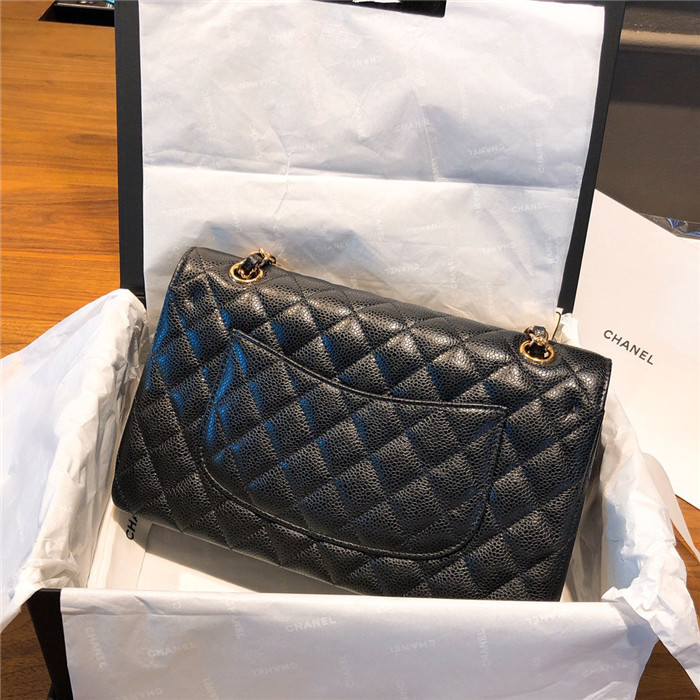 샤넬 레플리카 클래식 캐비어 플랩백 블랙 금,은장 3