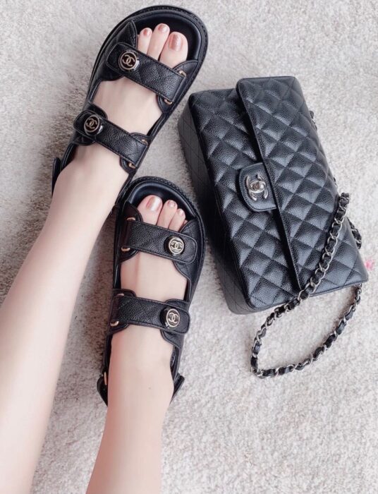 샤넬 레플리카 에폭시 CC코인 벨크로 샌들 [블랙] 8