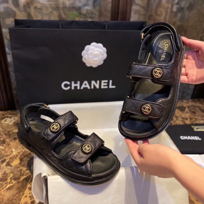 샤넬 레플리카 에폭시 CC코인 벨크로 샌들 [블랙] 2