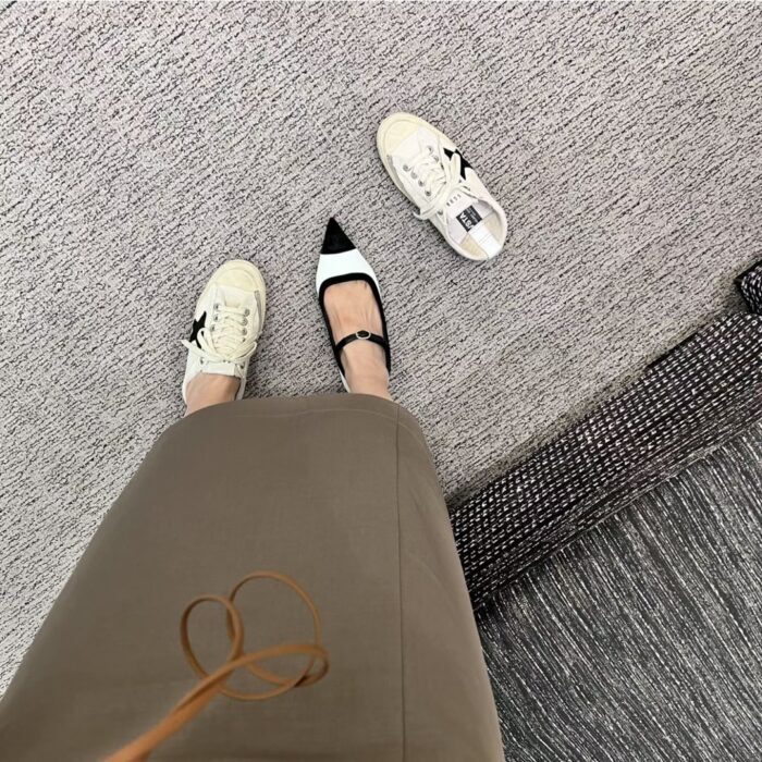 샤넬 레플리카 투톤 벨벳 메리제인 발레리나 플랫슈즈 [화이트] 16