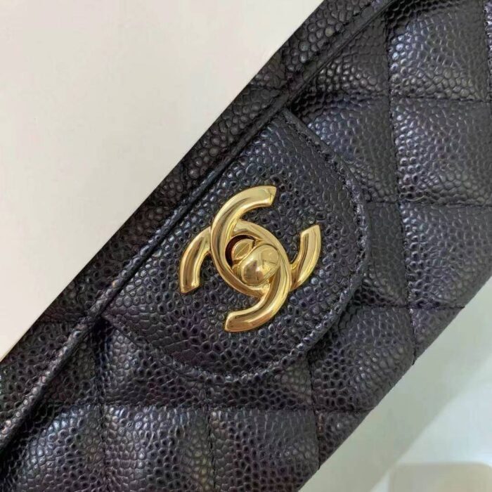 샤넬 레플리카 클래식 캐비어 플랩백 블랙 금,은장 26