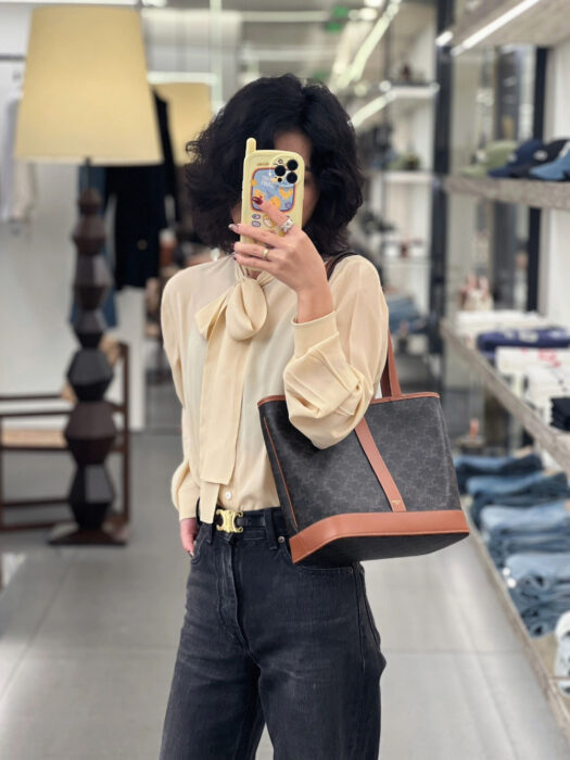 셀린느 레플리카 스몰 버킷 - 트리옹프 캔버스 & 카프스킨 탠 191442CAS.04LU 5