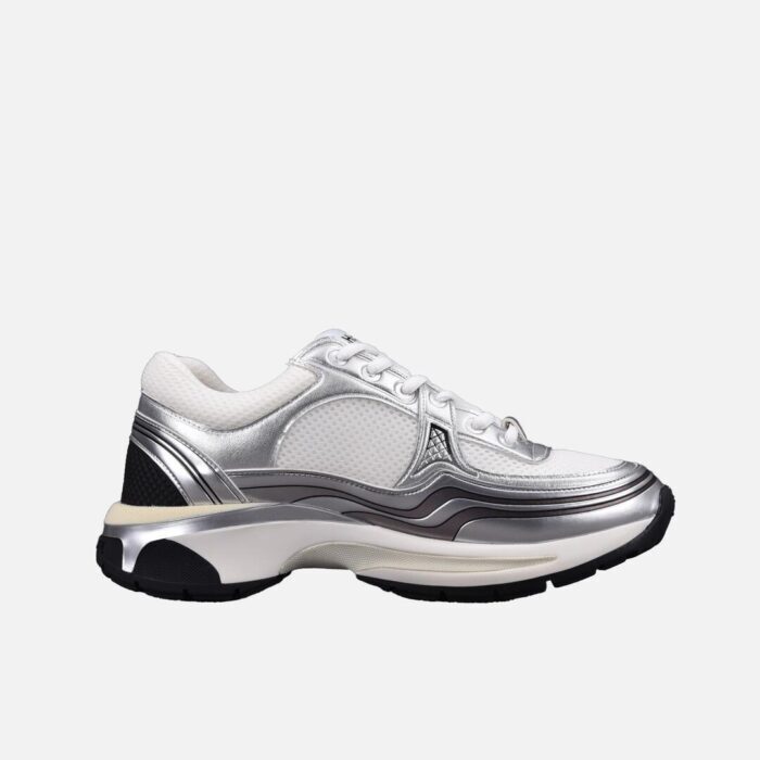 샤넬 레플리카 CC 로고 샤식스 화이트 실버 테니스 스니커즈 3