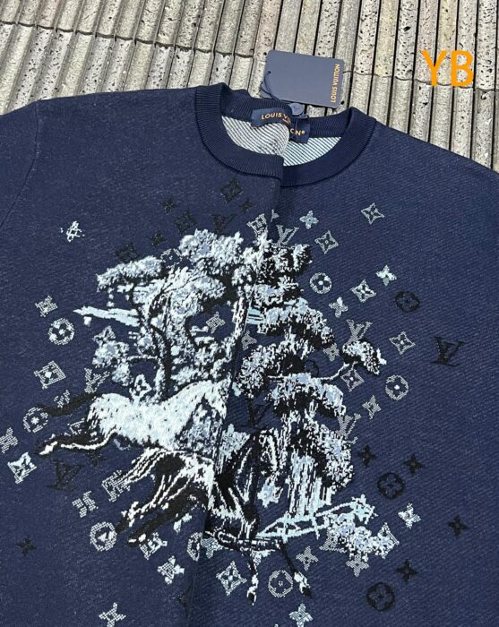 루이비통 말 자카드 니트 반팔티 네이비 1AJBVG 레플리카 미러급 SA급 S급 고퀄리티 하이엔드 최상급 의류 [남성여성공용] 5