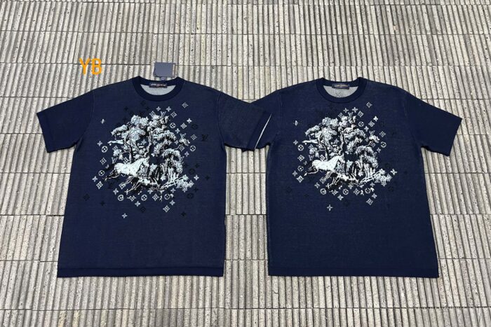 루이비통 말 자카드 니트 반팔티 네이비 1AJBVG 레플리카 미러급 SA급 S급 고퀄리티 하이엔드 최상급 의류 [남성여성공용] 3