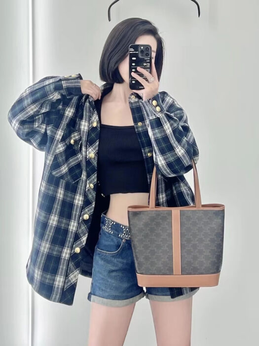 셀린느 레플리카 스몰 버킷 - 트리옹프 캔버스 & 카프스킨 탠 191442CAS.04LU 3