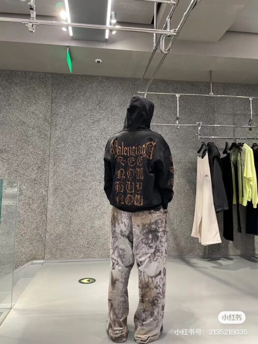 (VG) 발렌시아가 레플리카 산스크리트 디스트레스드 지퍼 후드자켓 6