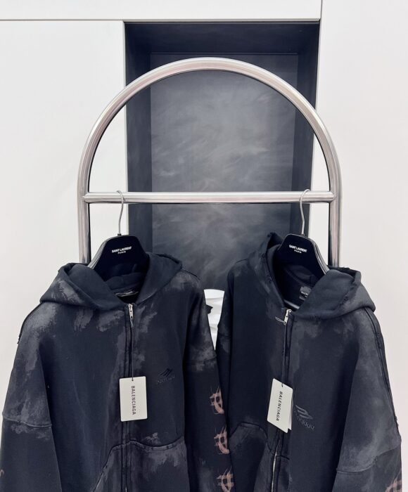 (VG) 발렌시아가 레플리카 산스크리트 디스트레스드 지퍼 후드자켓 11