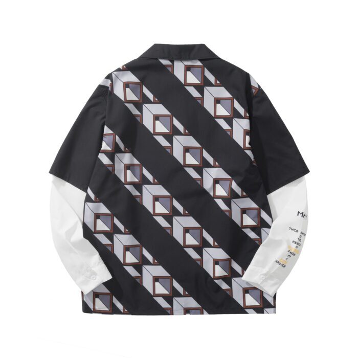 프라다 타임캡슐 프린티드 코튼 셔츠 블랙 스틸 페이크 레이어링 긴팔 셔츠 레플리카 미러급 SA급 S급 고퀄리티 하이엔드 최상급 의류 [남성여성공용] 4