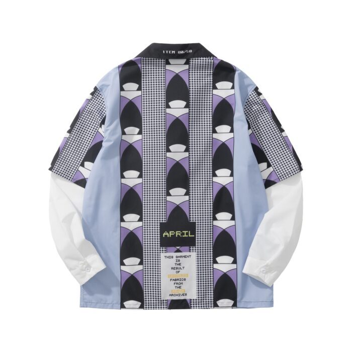 프라다 타임캡슐 프린티드 코튼 셔츠 라이트 블루 시클라멘 페이크 레이어링 긴팔 셔츠 레플리카 미러급 SA급 S급 고퀄리티 하이엔드 최상급 의류 [남성여성공용] 4