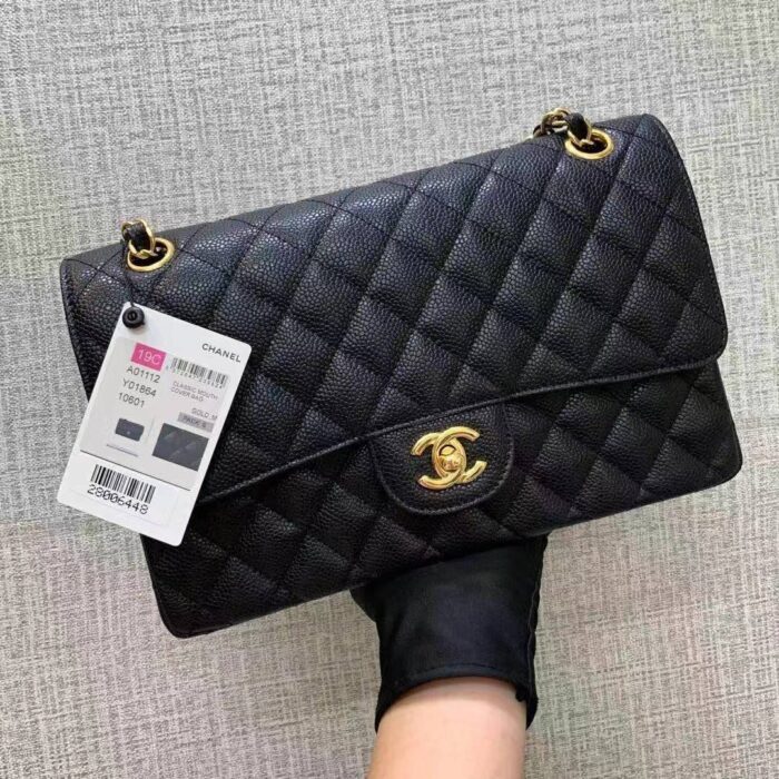 샤넬 레플리카 클래식 캐비어 플랩백 블랙 금,은장 25