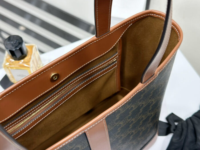 셀린느 레플리카 스몰 버킷 - 트리옹프 캔버스 & 카프스킨 탠 191442CAS.04LU 14