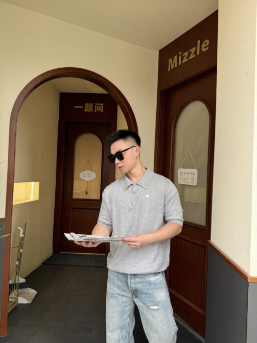 셀린느 트리옹프 파인 코튼 폴로 티셔츠 카라티 폴로티 그레이 레플리카 미러급 SA급 S급 고퀄리티 하이엔드 최상급 의류 [남성여성공용]