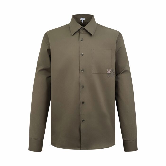 로에베 포켓 아나그램 자수 코튼 긴팔 셔츠 올리브 레플리카 미러급 SA급 S급 고퀄리티 하이엔드 최상급 의류 [남성여성공용] 3