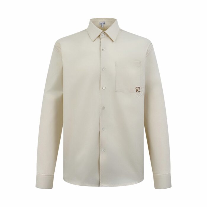 로에베 포켓 아나그램 자수 코튼 긴팔 셔츠 베이지 레플리카 미러급 SA급 S급 고퀄리티 하이엔드 최상급 의류 [남성여성공용] 3