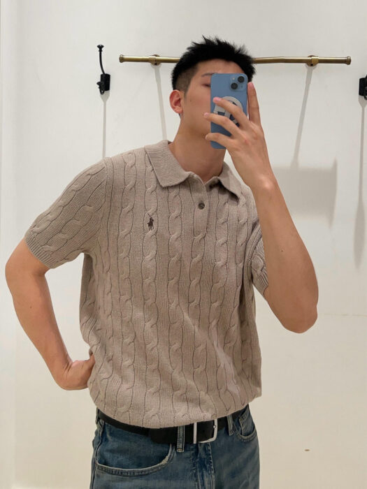 폴로 랄프로렌 자카드 니트 폴로 카라티 반팔티 다크 베이지 레플리카 미러급 SA급 S급 고퀄리티 하이엔드 최상급 의류 [남성여성공용]