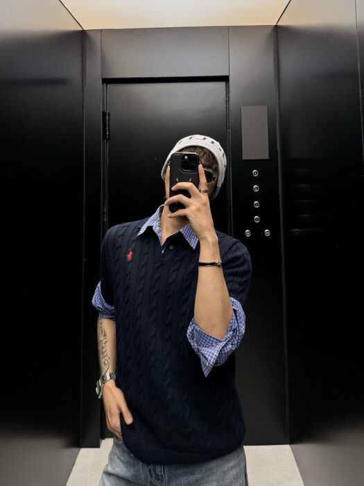 폴로 랄프로렌 자카드 니트 폴로 카라티 반팔티 네이비 레플리카 미러급 SA급 S급 고퀄리티 하이엔드 최상급 의류 [남성여성공용] 2