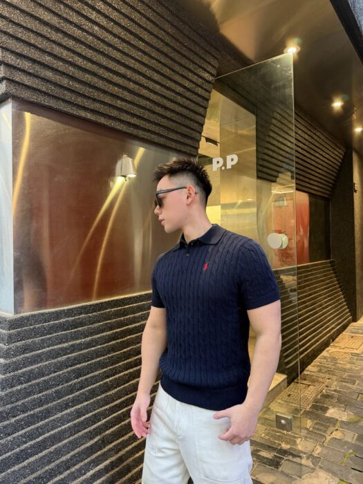 폴로 랄프로렌 자카드 니트 폴로 카라티 반팔티 네이비 레플리카 미러급 SA급 S급 고퀄리티 하이엔드 최상급 의류 [남성여성공용]