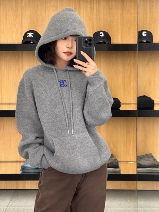 셀린느 후드 티셔츠 니트 후드티 그레이 RY0QZ0X73 레플리카 미러급 SA급 S급 고퀄리티 하이엔드 최상급 의류 [남성여성공용] 2